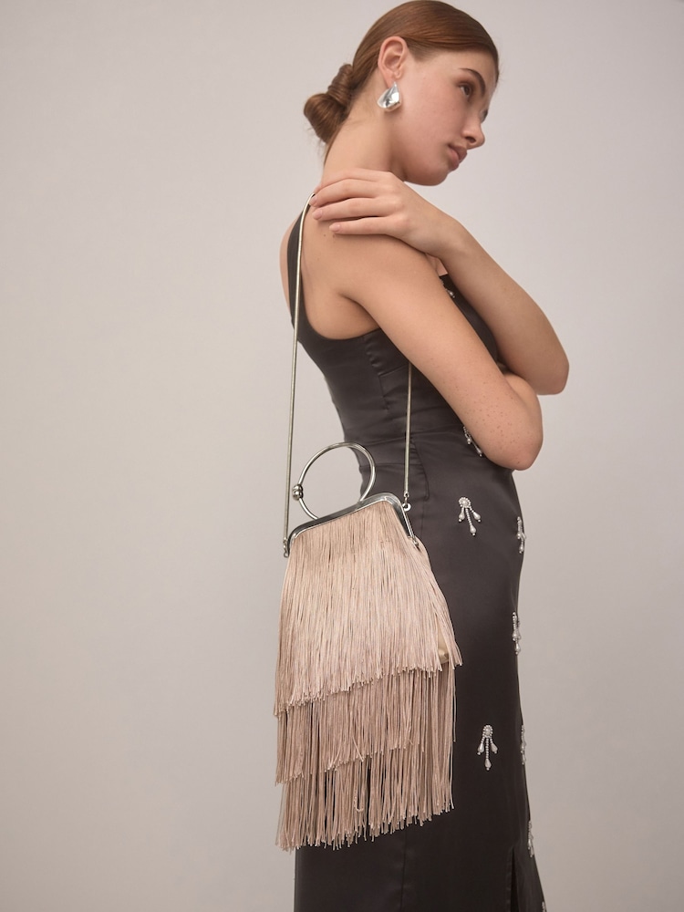 Nude/Pink Tassel Ring Bag - Image 2 of 8