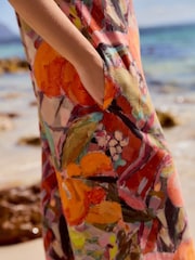 Orange Fruit Print Linen Sleeveless Jumpsuit - Image 5 of 5