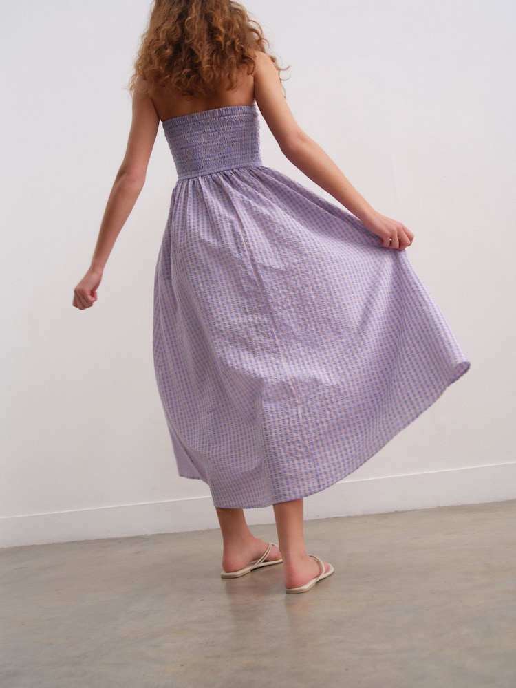 Rose/Violet - Robe d'été Mi-long Bandeau Seersucker - Image 3 of 8