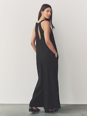 Black Linen Sleeveless Jumpsuit - Image 2 of 8
