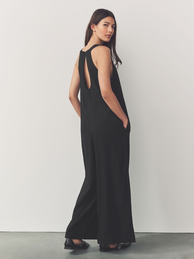 Black Linen Sleeveless Jumpsuit - Image 2 of 8