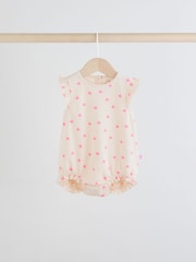 Rosa Tonales Herzmuster - Baby-Strampelhöschen aus Jersey mit Rüschen im 3er-Pack - Bild 6 von 10