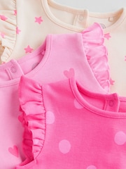 Rosa Tonales Herzmuster - Baby-Strampelhöschen aus Jersey mit Rüschen im 3er-Pack - Bild 8 von 10