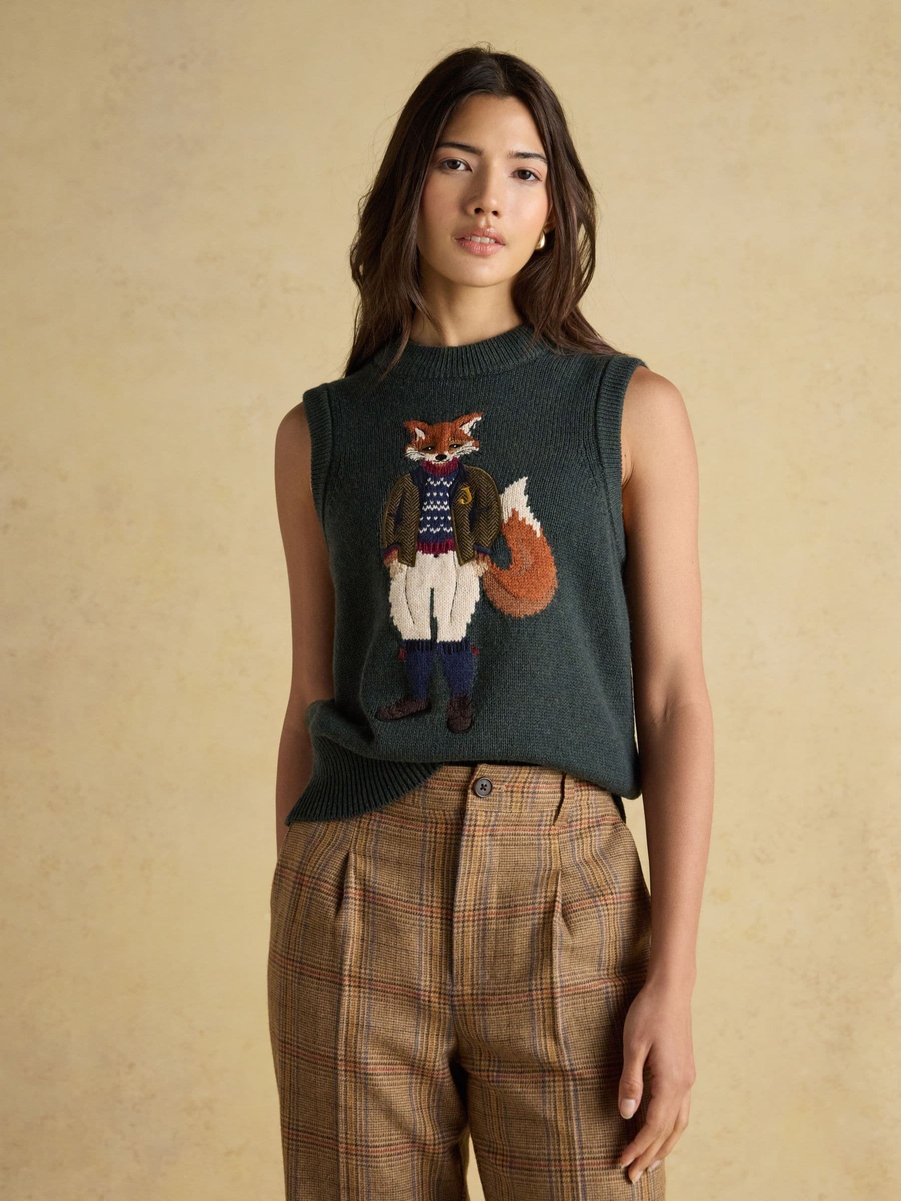 トップス Intarsia Crewneck Vest Buy Joules Jonty Green Intarsia Cotton Rich Knitted Vest