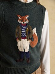 Joules Jonty Green Intarsia Cotton Rich Knitted Vest - Image 7 of 9
