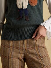 Joules Jonty Green Intarsia Cotton Rich Knitted Vest - Image 8 of 9