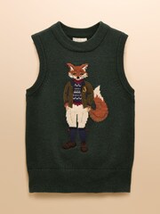 Joules Jonty Green Intarsia Cotton Rich Knitted Vest - Image 9 of 9