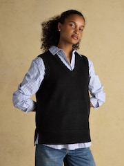 Joules Holly Black V-Neck Long Knitted Vest - Image 1 of 10