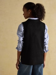 Joules Holly Black V-Neck Long Knitted Vest - Image 2 of 10