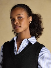 Joules Holly Black V-Neck Long Knitted Vest - Image 3 of 10