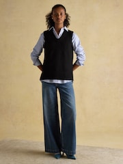 Joules Holly Black V-Neck Long Knitted Vest - Image 4 of 10