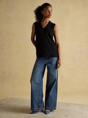 Joules Holly Black V-Neck Long Knitted Vest - Image 7 of 10