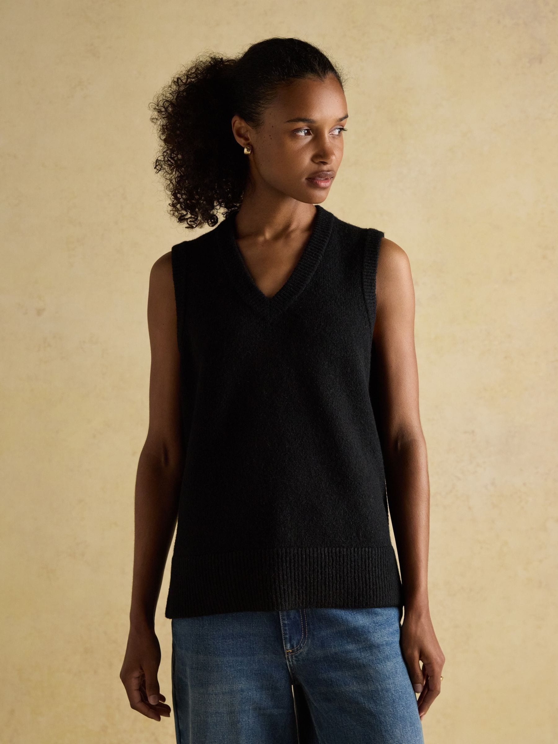 Buy Joules Holly Black V-Neck Longline Knitted Vest from Next USA