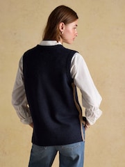Joules Holly Navy V-Neck Long Knitted Vest - Image 2 of 7