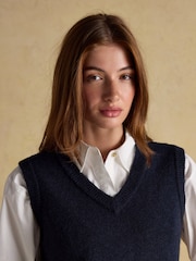 Joules Holly Navy V-Neck Long Knitted Vest - Image 3 of 7