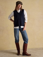 Joules Holly Navy V-Neck Long Knitted Vest - Image 4 of 7