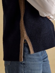 Joules Holly Navy V-Neck Long Knitted Vest - Image 5 of 7