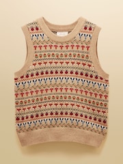 Joules Woodland Cotton-Rich Intarsia Crew Neck Knitted Vest - Bild 9 von 9