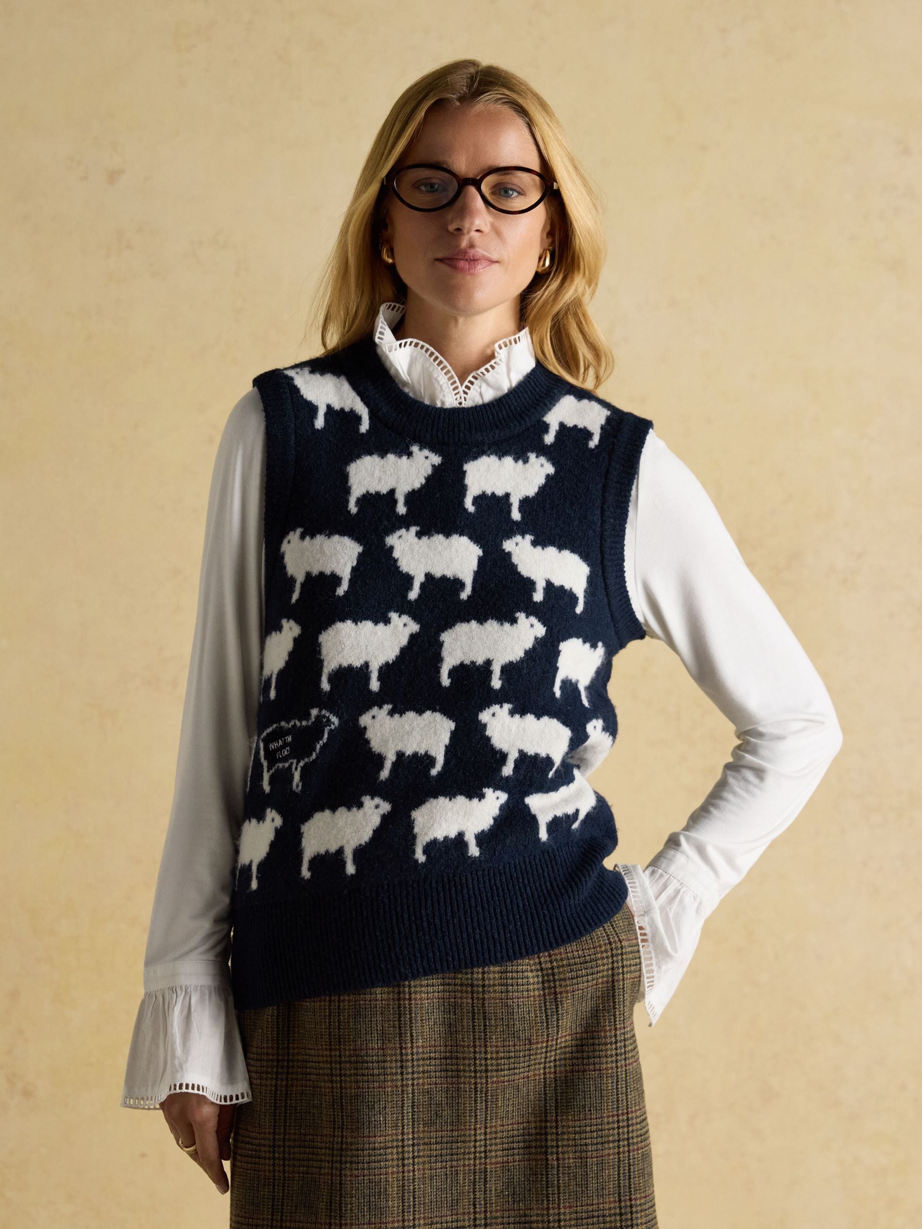 Buy Joules What The Flock Navy Intarsia Knitted Vest from Next USA