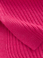 Bright Pink Cosy Crew Neck Longline Tunic Knitted Jumper - Image 7 of 9