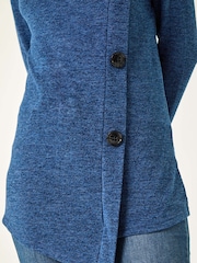 Roman Blue Cowl Neck Buttoned Top - Image 5 of 5