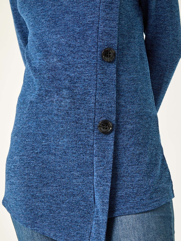 Roman Blue Cowl Neck Buttoned Top - Image 5 of 5