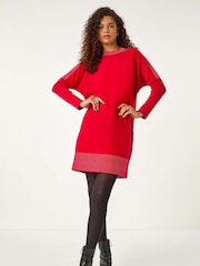 Roman Red Contrast Spot Border Knit Jumper Dress - Image 2 of 5