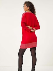 Roman Red Contrast Spot Border Knit Jumper Dress - Image 3 of 5