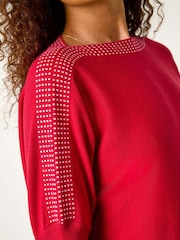 Roman Red Contrast Spot Border Knit Jumper Dress - Image 5 of 5