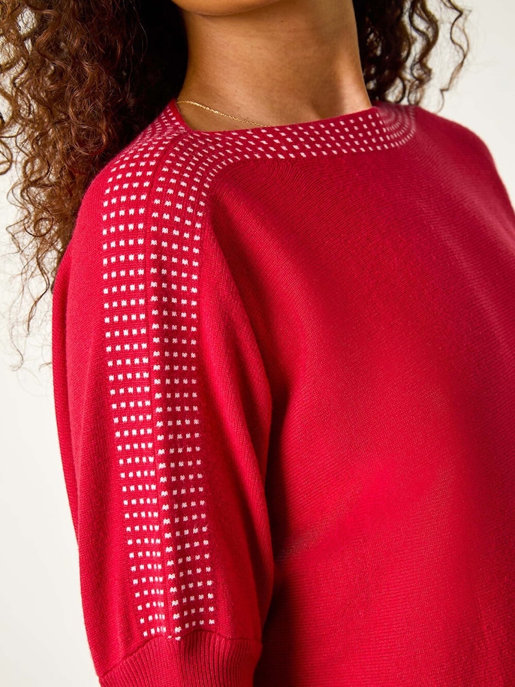 Roman Red Contrast Spot Border Knit Jumper Dress - Image 5 of 5