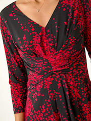 Roman Red Abstract Stretch Midi Dress - Image 6 of 6