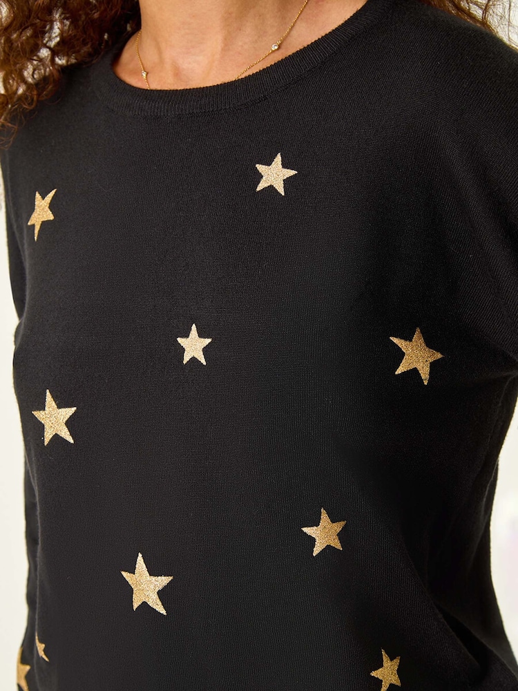 Roman Black Star Embroidered Knit Jumper - Image 5 of 5
