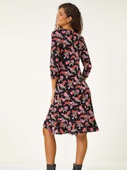 Roman Pink Floral Frill Hem Dress - Image 3 of 6
