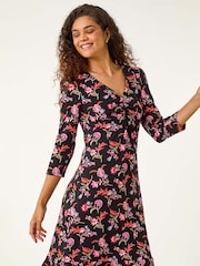 Roman Pink Floral Frill Hem Dress - Image 4 of 6