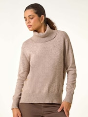 Roman Natural Soft Roll Neck Knit Jumper - Image 5 of 6