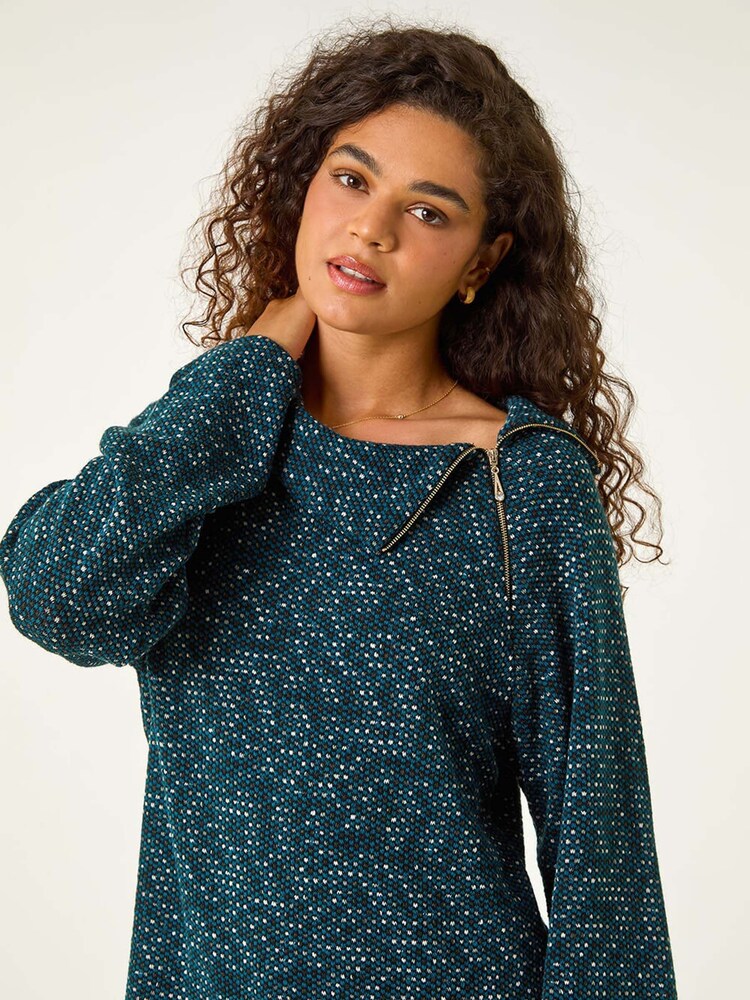 Roman Blue Side Split Zip Top - Image 1 of 5 Roman Blue Side Split Zip Top - Image 1 of 5