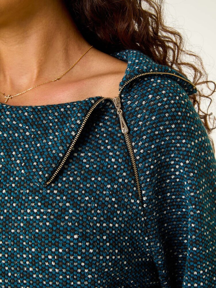 Roman Blue Side Split Zip Top - Image 5 of 5 Roman Blue Side Split Zip Top - Image 5 of 5