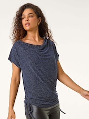Metalizado - Roman Glitter Cowl Neck Top - Imagen 1 de 6