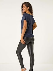 Metalizado - Roman Glitter Cowl Neck Top - Imagen 4 de 6