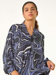 Roman Grey Marble Foil V-Neck Top - Image 4 of 5