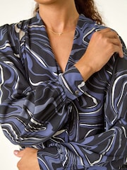 Roman Grey Marble Foil V-Neck Top - Image 5 of 5