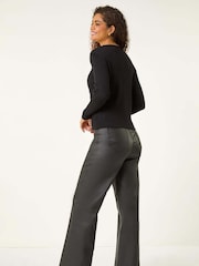 Roman Black Button Front Short Knit Cardigan - Image 3 of 5