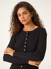Roman Black Button Front Short Knit Cardigan - Image 4 of 5