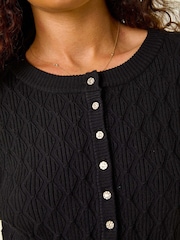 Roman Black Button Front Short Knit Cardigan - Image 5 of 5