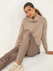 Roman Metallic Cream Finish Mom Style Jeans - Image 1 of 6