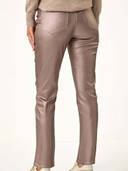 Roman Metallic Cream Finish Mom Style Jeans - Image 4 of 6