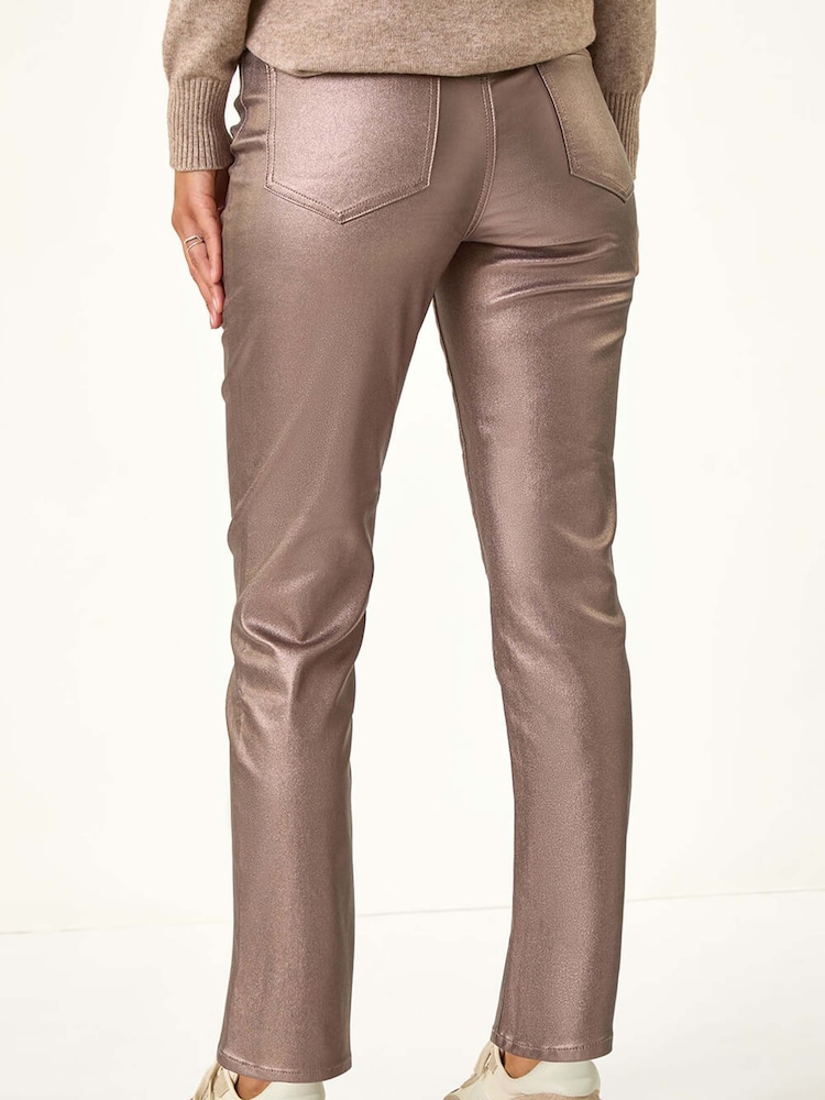 Roman Metallic Cream Finish Mom Style Jeans - Image 4 of 6