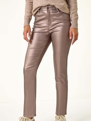 Roman Metallic Cream Finish Mom Style Jeans - Image 5 of 6