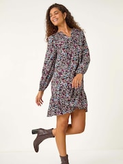 Roman Animal Abstract Print Pintuck Dress - Imagen 2 de 5