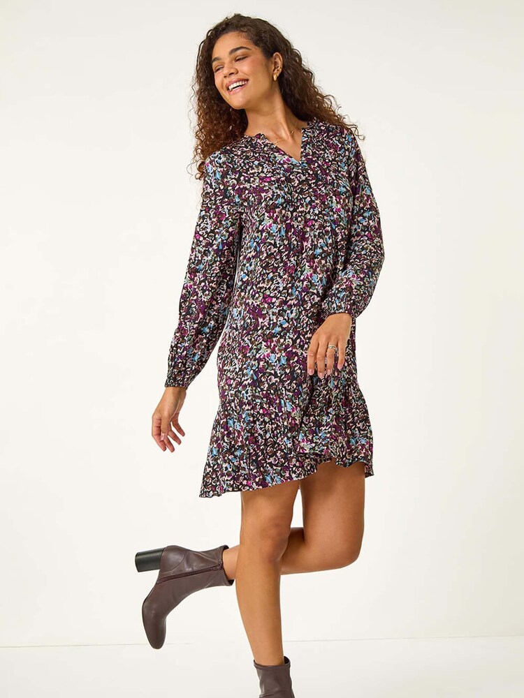Roman Animal Abstract Print Pintuck Dress - Imagen 2 de 5